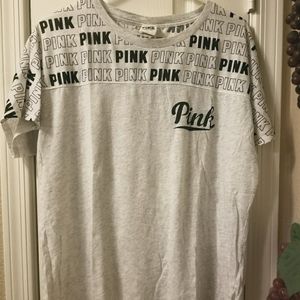 Victoria Secret Pink gray shirt witb logo script
